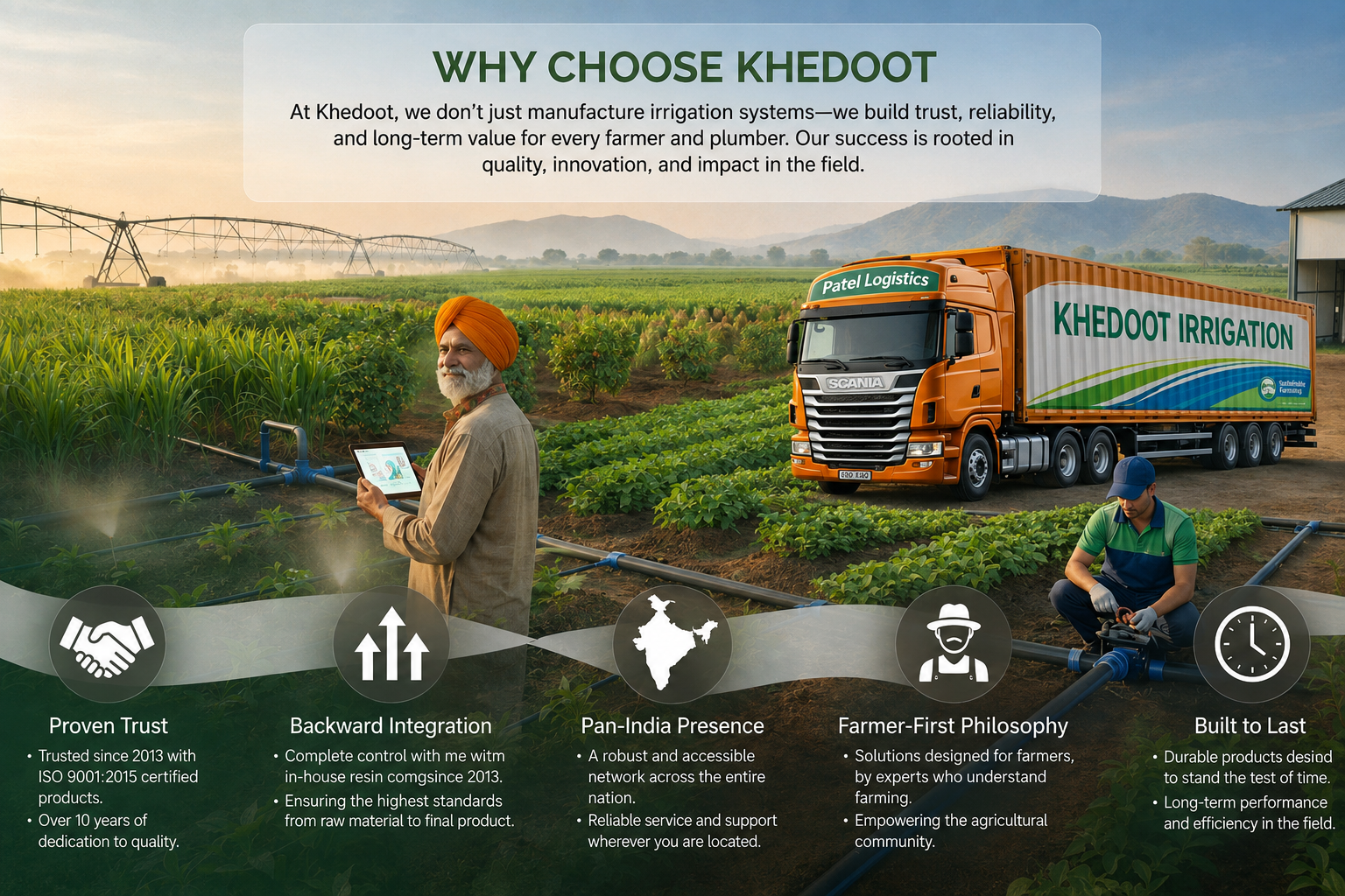 Khedut irrigation system in farm with drip irrigation setup farmer and advanced agricultural piping solution in India